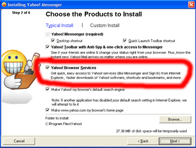 Installing Yahoo Messenger with Browser Services